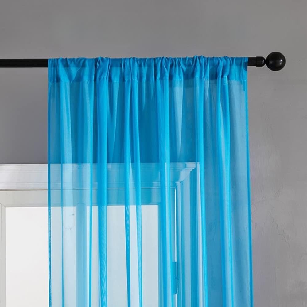 HooHero Royal Blue Window Treatments 100 Wide Sheer Curtains Kids Living Room Solid Colors Gauze Voile Liner Curtain