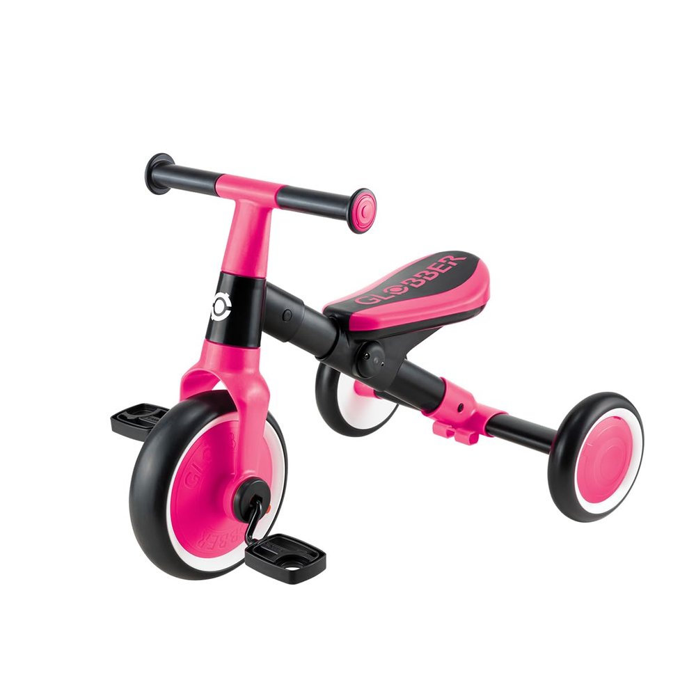 Globber - Learning 2-in-1 Tricycle - 1st Age Tricycle Scalable and Balance Bike for Toddlers 1 to 3 Years - Fuchsia