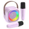 Jeefu Karaoke Machine for Kids, Toys for 3-12 Years Old Girls Gifts, Kids Karaoke Microphone Machine Toy, Best Fun Christmas Birthday Gifts for 5 6 7 8 9 10 11 Years Teens Girl Boys Purple 2 Mic view 1