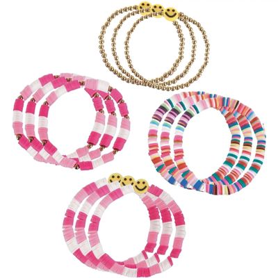 Amscan Festive Beaded Bracelets (Pack of 12) - Stretchable Colorful Bracelets - Perfect for Birthdays, Beach Parties, Baby Showers & More
