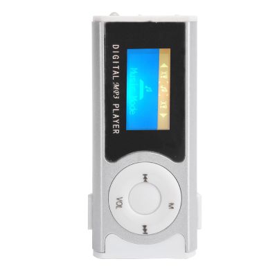 Akozon Portable Sports Music Media MP3 Player with LCD Mini Screen and LED Flashlight, BackClip Design for Sports & Outdoor Activities - Black (Silver)