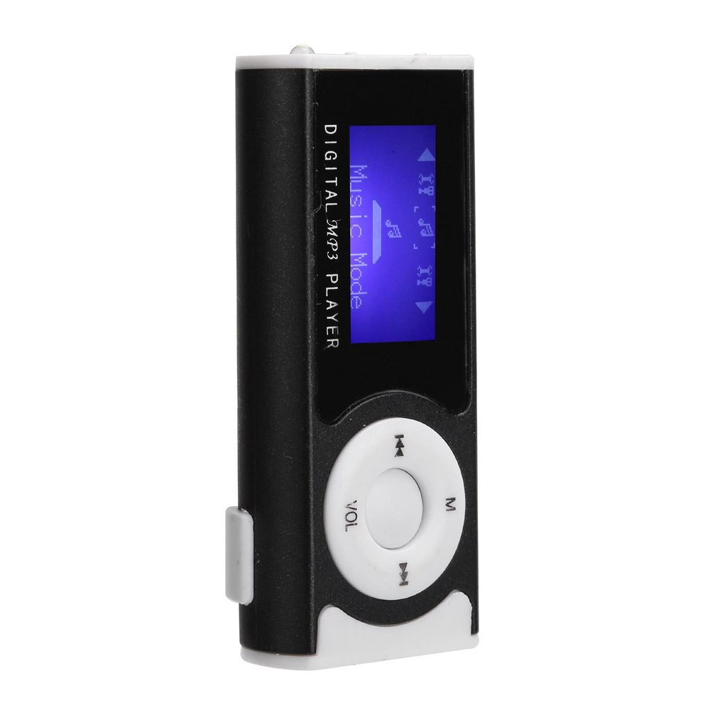 Akozon Portable Sports Music Media MP3 Player with LCD Mini Screen and LED Flashlight, BackClip Design for Sports & Outdoor Activities - Black (Black)