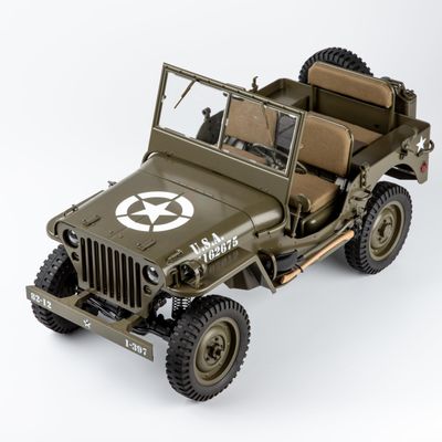 RocHobby 1/6 1941 MB Scaler RC Car, 4x4 Hobby Grade RC Car Mini RC Rock Crawler Military, RC Truck with 550 Brushed Motor, LED Lights for Adults, RS