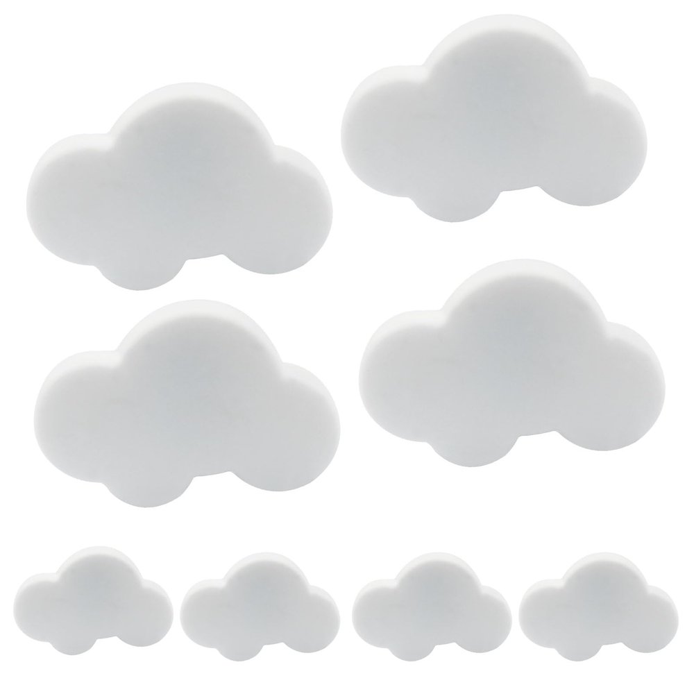 Unlorspy 8Pcs White Cloud Shape Soft Rubber Knobs,54 x 35mm Cloud Cartoon Kids Room Knob Cloud Shape Kids Dresser Knobs Handle with Screws for Kids Room/Study Room/Cabinet/Dresser/Cupboards
