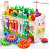 Teekdeer 9 in 1 Montessori Toys for 1 Year Old, Wooden Hammering Pounding Toy Game with Xylophone for Toddlers 1-3, Gears and Carrot Harvest,1 Year Old Girl Birthday Gifts, Learing Toys for Babies view 1