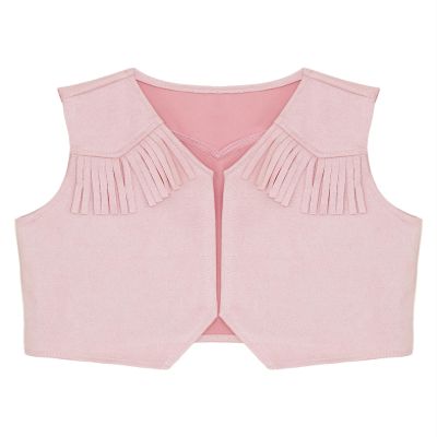 Yruioon Kids Western Rodeo Cowboy Fringe Open Front Vest Coat Theme Party Dress Up Pink A 16 Years