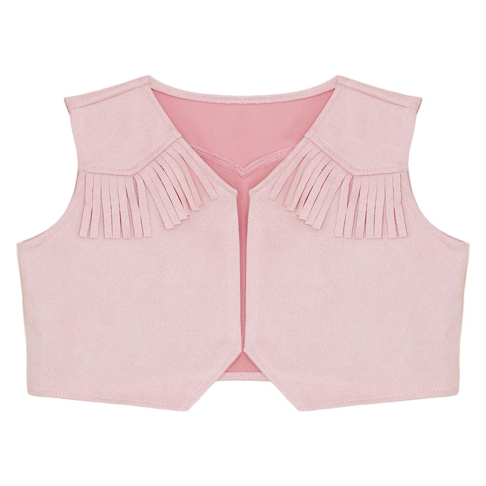 Yruioon Kids Western Rodeo Cowboy Fringe Open Front Vest Coat Theme Party Dress Up Pink A 16 Years