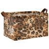 ALAZA Brown Leopard Print Animal Rectangular Closet Storage Box Storage Bin Basket Storage Cube with Leather Handles Nursery Storage Laundry Hamper 2 Piece view 1