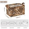 ALAZA Brown Leopard Print Animal Rectangular Closet Storage Box Storage Bin Basket Storage Cube with Leather Handles Nursery Storage Laundry Hamper 2 Piece view 3
