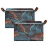 ALAZA Fantasy Wolf Rectangular Closet Storage Box Storage Bin Basket Storage Cube with Leather Handles Nursery Storage Laundry Hamper 2 Piece view 2
