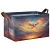 ALAZA Fire Phoenix Rectangular Closet Storage Box Storage Bin Basket Storage Cube with Leather Handles Nursery Storage Laundry Hamper 2 Piece view 1