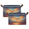ALAZA Fire Phoenix Rectangular Closet Storage Box Storage Bin Basket Storage Cube with Leather Handles Nursery Storage Laundry Hamper 2 Piece view 2