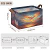 ALAZA Fire Phoenix Rectangular Closet Storage Box Storage Bin Basket Storage Cube with Leather Handles Nursery Storage Laundry Hamper 2 Piece view 3