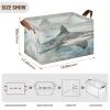 ALAZA Shark Flying Rectangular Closet Storage Box Storage Bin Basket Storage Cube with Leather Handles Nursery Storage Laundry Hamper 2 Piece view 3
