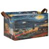 ALAZA Magic Starry Night House Rectangular Closet Storage Box Storage Bin Basket Storage Cube with Leather Handles Nursery Storage Laundry Hamper 2 Piece view 1