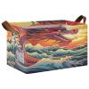 ALAZA Chinese Dragon Ocean Wave Artwork Rectangular Closet Storage Box Storage Bin Basket Storage Cube with Leather Handles Nursery Storage Laundry Hamper 2 Piece view 1