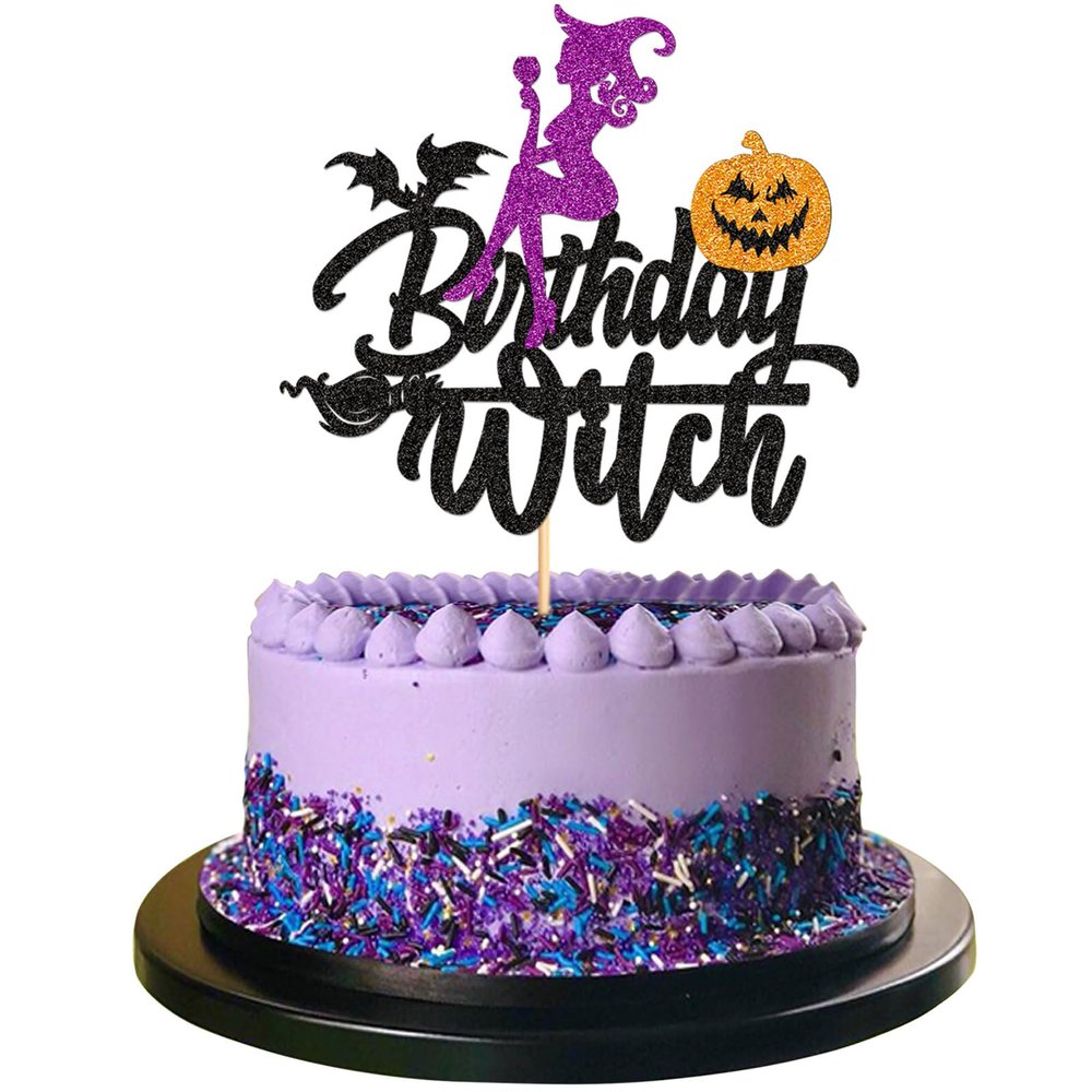 1 Pack Witch Cupcake Toppers - Halloween & Birthday Witch Cupcake Picks for Boy & Girl First Birthday Party Decorations