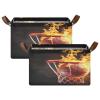 ALAZA Yellow Fire Basketball Sport Rectangular Closet Storage Box Storage Bin Basket Storage Cube with Leather Handles Nursery Storage Laundry Hamper 2 Piece view 2