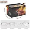 ALAZA Yellow Fire Basketball Sport Rectangular Closet Storage Box Storage Bin Basket Storage Cube with Leather Handles Nursery Storage Laundry Hamper 2 Piece view 3