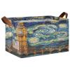 ALAZA Starry Sky Big Ben Rectangular Closet Storage Box Storage Bin Basket Storage Cube with Leather Handles Nursery Storage Laundry Hamper 2 Piece view 1