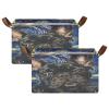 ALAZA Cute Bulldog Starry Sky Oil Painting Rectangular Closet Storage Box Storage Bin Basket Storage Cube with Leather Handles Nursery Storage Laundry Hamper 2 Piece view 2