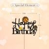 Basketball Happy Birthday Cake Topper, Basketball Cake Topper for Boy Birthday, Black Glitter Basket ball Cake Decor for Sport Themed Baby Shower/Birthday Party Decoration view 2