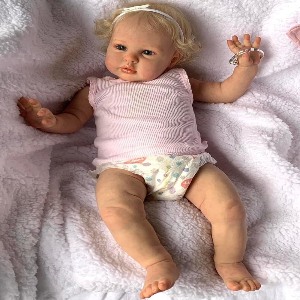 Angelbaby Realistic Baby Dolls 24" Reborn Toddler Doll Girl Soft & Weighted Body Perfectly Cute Baby Life Like Silicone Newborn Child Alive Doll for Kids