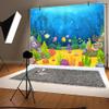 10x8ft Ocean Under The Sea Backdrop Cartoon Underwater World Wonderland Blue Seabed Coral Reef Cute Tropical Fish Sunshine Background Kids Baby Shower Birthday Party Decor Banner Photo Booth Props view 2