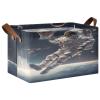 ALAZA Basketball Ball Astronaut Space Rectangular Closet Storage Box Storage Bin Basket Storage Cube with Leather Handles Nursery Storage Laundry Hamper 2 Piece view 1