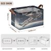 ALAZA Basketball Ball Astronaut Space Rectangular Closet Storage Box Storage Bin Basket Storage Cube with Leather Handles Nursery Storage Laundry Hamper 2 Piece view 3