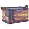 ALAZA Beautiful Bridge Sunset Rectangular Closet Storage Box Storage Bin Basket Storage Cube with Leather Handles Nursery Storage Laundry Hamper 2 Piece view 1