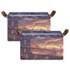 ALAZA Beautiful Bridge Sunset Rectangular Closet Storage Box Storage Bin Basket Storage Cube with Leather Handles Nursery Storage Laundry Hamper 2 Piece view 2