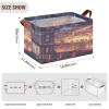ALAZA Beautiful Bridge Sunset Rectangular Closet Storage Box Storage Bin Basket Storage Cube with Leather Handles Nursery Storage Laundry Hamper 2 Piece view 3