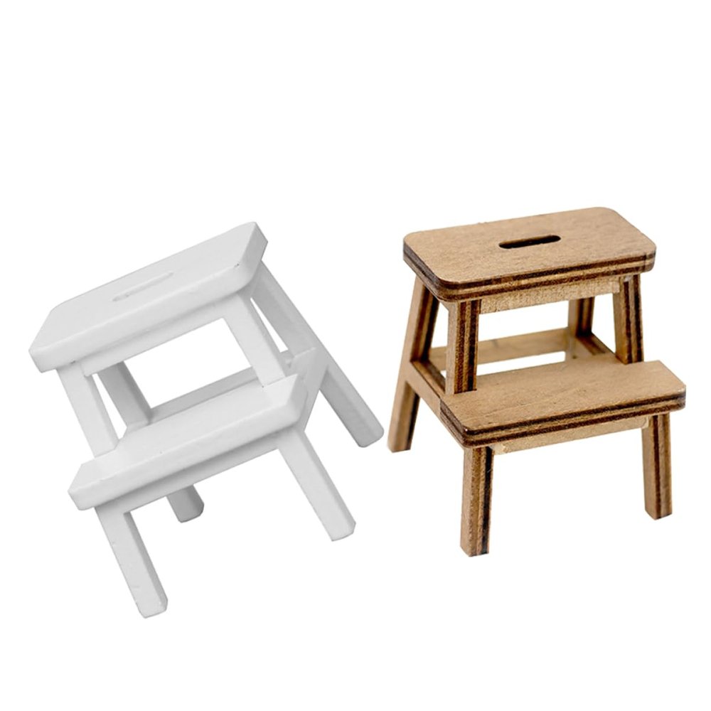 Abaodam Dollhouse Mini Stool 2 Pack Mini Stools for Dollhouse Decor Miniature Furniture
