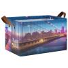 ALAZA Beautiful Bridge River Rectangular Closet Storage Box Storage Bin Basket Storage Cube with Leather Handles Nursery Storage Laundry Hamper 2 Piece view 1