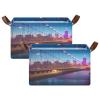 ALAZA Beautiful Bridge River Rectangular Closet Storage Box Storage Bin Basket Storage Cube with Leather Handles Nursery Storage Laundry Hamper 2 Piece view 2