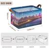 ALAZA Beautiful Bridge River Rectangular Closet Storage Box Storage Bin Basket Storage Cube with Leather Handles Nursery Storage Laundry Hamper 2 Piece view 3