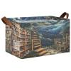 ALAZA Bookshelf Magic Rectangular Closet Storage Box Storage Bin Basket Storage Cube with Leather Handles Nursery Storage Laundry Hamper 2 Piece view 1