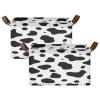 ALAZA Cow Print White Rectangular Closet Storage Box Storage Bin Basket Storage Cube with Leather Handles Nursery Storage Laundry Hamper 2 Piece view 2