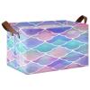 ALAZA Beautiful Mermaid Fish Scale Rectangular Closet Storage Box Storage Bin Basket Storage Cube with Leather Handles Nursery Storage Laundry Hamper 2 Piece view 1