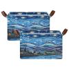 ALAZA Cartoon Oil Painting Rectangular Closet Storage Box Storage Bin Basket Storage Cube with Leather Handles Nursery Storage Laundry Hamper 2 Piece view 2