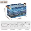 ALAZA Cartoon Oil Painting Rectangular Closet Storage Box Storage Bin Basket Storage Cube with Leather Handles Nursery Storage Laundry Hamper 2 Piece view 3