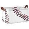 ALAZA Fashion Baseball Liner Rectangular Closet Storage Box Storage Bin Basket Storage Cube with Leather Handles Nursery Storage Laundry Hamper 2 Piece view 1