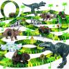 Dinosaur Toys for Kids 3-5, Glow in The Dark Flexible Train Track Playset, 2 Dinosaur Car for 3 4 5 6 7 Year & Up Old Boys & Girls Best Gift view 1