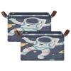 ALAZA Astronaut Solar System Universe Galaxy Nebula Rectangular Closet Storage Box Storage Bin Basket Storage Cube with Leather Handles Nursery Storage Laundry Hamper 2 Piece view 2