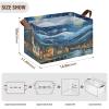 ALAZA Cityscape Village Rectangular Closet Storage Box Storage Bin Basket Storage Cube with Leather Handles Nursery Storage Laundry Hamper 2 Piece view 3