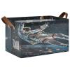 ALAZA Astronaut Basketball Space Star Rectangular Closet Storage Box Storage Bin Basket Storage Cube with Leather Handles Nursery Storage Laundry Hamper 2 Piece view 1