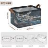 ALAZA Astronaut Basketball Space Star Rectangular Closet Storage Box Storage Bin Basket Storage Cube with Leather Handles Nursery Storage Laundry Hamper 2 Piece view 3