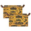 ALAZA Cute Bat Pumpkin Halloween Rectangular Closet Storage Box Storage Bin Basket Storage Cube with Leather Handles Nursery Storage Laundry Hamper 2 Piece view 2