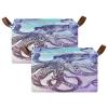 ALAZA Funny Fish Fish Rectangular Closet Storage Box Storage Bin Basket Storage Cube with Leather Handles Nursery Storage Laundry Hamper 2 Piece view 2